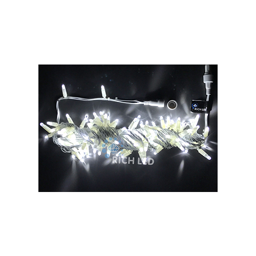 Rich LED RL-S10CF-24V-CT/W Уличная светодиодная гирлянда Нить 10 м, белый, мерцание, провод прозрачный