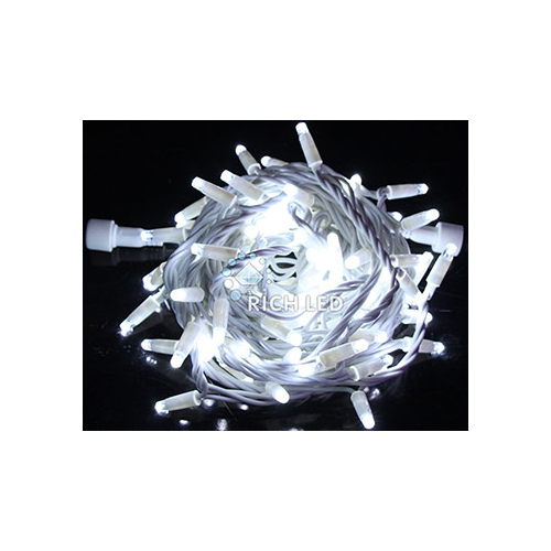 Rich LED RL-S10C-220V-RW/W Уличная светодиодная гирлянда Нить 10 м, белый, пост свечение, провод резиновый белый