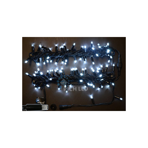 Rich LED RL-S10CF-220V-CB/W Уличная светодиодная гирлянда Нить 10 м, белый, мерцание, провод черный