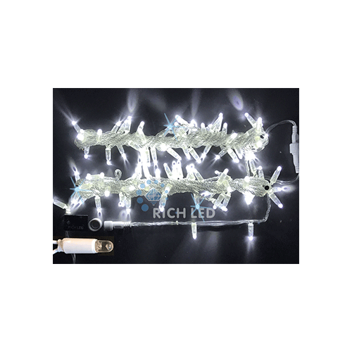 Rich LED RL-S10CF-220V-CT/W Уличная светодиодная гирлянда Нить 10 м, белый, мерцание, провод прозрачный