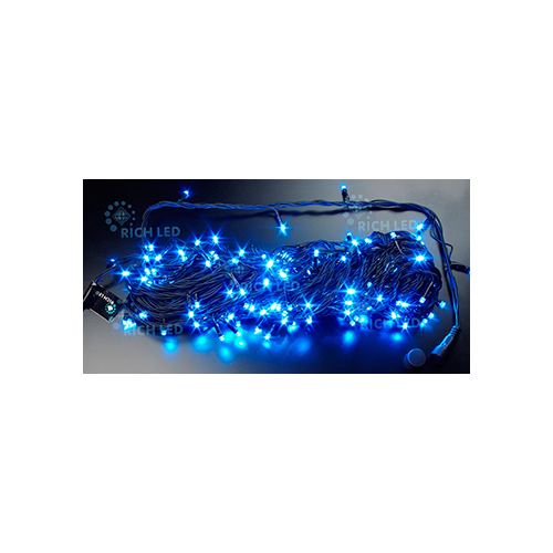 Rich LED RL-T20C2-B/B Уличная светодиодная гирлянда Нить 20 м, синий, 8 режимов, провод черный