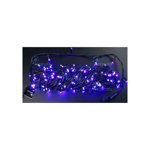 Rich LED RL-T20C2-B/V Уличная светодиодная гирлянда Нить 20 м, фиолетовый, 8 режимов, провод черный