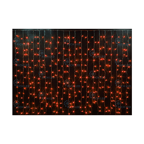Rich LED RL-CS2*1.5-T/R Уличный светодиодный Занавес 2x1.5 м, красный, пост свечение, провод прозрачный