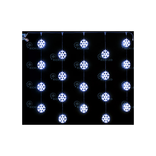 Rich LED RL-CMSF2*2-T/W Уличный светодиодный Занавес 2x2 м, белый, пост свечение, провод прозрачный