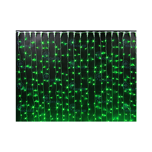 Rich LED RL-C2*3-T/G Уличный светодиодный Занавес 2x3 м, зеленый, пост свечение, провод прозрачный