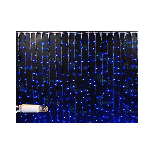 Rich LED RL-C2*3-CW/B Уличный светодиодный Занавес 2x3 м, синий, пост свечение, провод белый