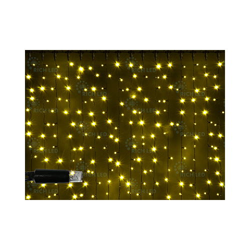 Rich LED RL-C2*3-CB/Y Уличный светодиодный Занавес 2x3 м, желтый, пост свечение, провод черный