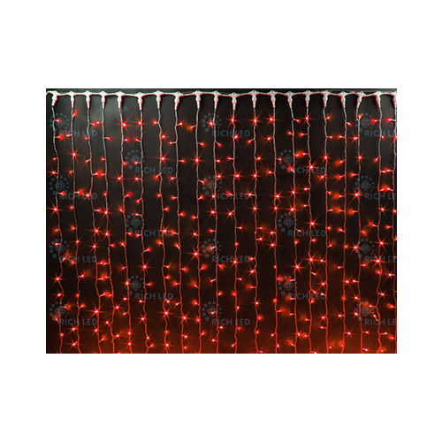 Rich LED RL-C2*6-T/R Уличный светодиодный Занавес 2x6 м, красный, пост свечение, провод прозрачный