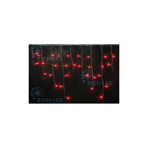 Rich LED RL-i3*0.5-T/R Уличная светодиодная Бахрома 3x0.5 м, красный, пост свечение, провод прозрачный