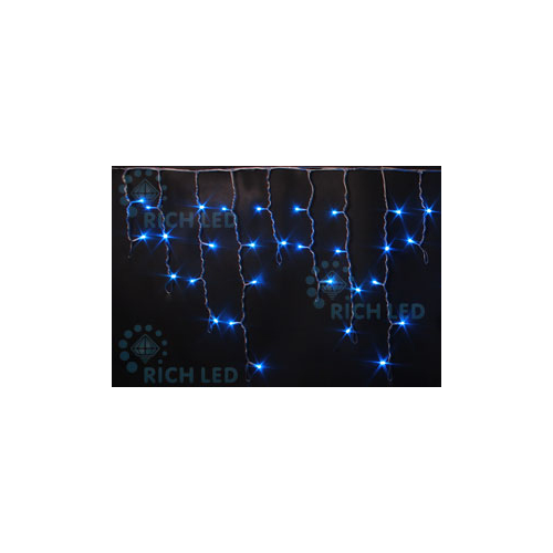 Rich LED RL-i3*0.5-T/B Уличная светодиодная Бахрома 3x0.5 м, синий, пост свечение, провод прозрачный