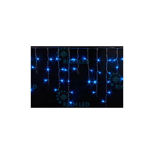 Rich LED RL-i3*0.5F-T/BW Уличная светодиодная Бахрома 3x0.5 м, синий+белый, мерцание, провод прозрачный