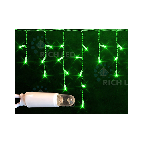 Rich LED RL-i3*0.5-CT/G Уличная светодиодная Бахрома 3x0.5 м, зеленый, пост свечение, провод прозрачный