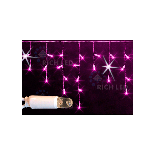 Rich LED RL-i3*0.5F-CW/P Уличная светодиодная Бахрома 3x0.5 м, розовый, мерцание, провод белый