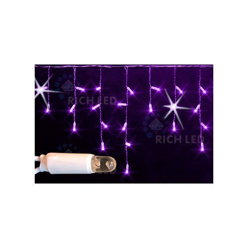 Rich LED RL-i3*0.5F-CW/V Уличная светодиодная Бахрома 3x0.5 м, фиолетовый, мерцание, провод белый