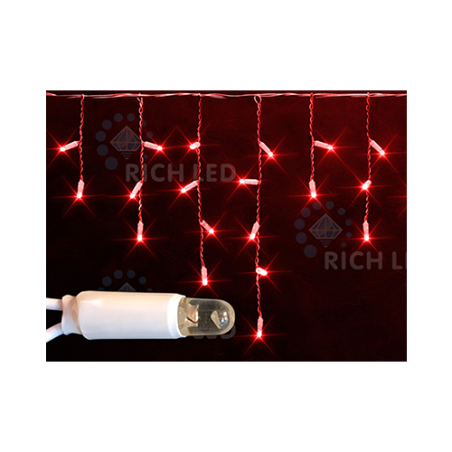 Rich LED RL-i3*0.5-RW/R Уличная светодиодная Бахрома 3x0.5 м, красный, пост свечение, провод резиновый белый