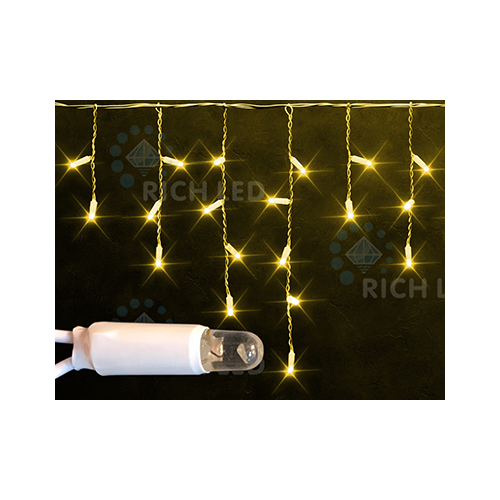 Rich LED RL-i3*0.5-RW/Y Уличная светодиодная Бахрома 3x0.5 м, желтый, пост свечение, провод резиновый белый