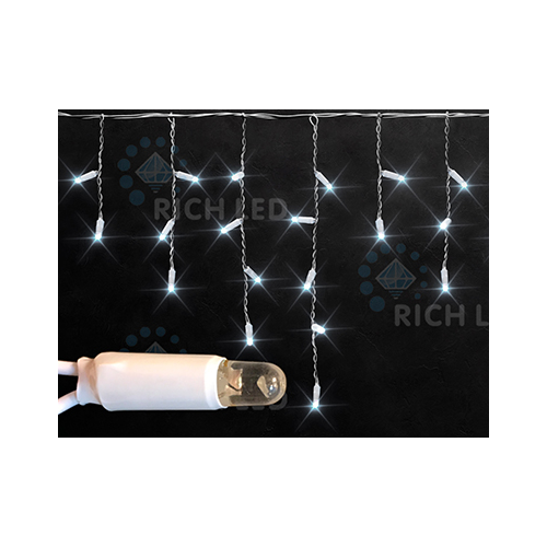 Rich LED RL-i3*0.5-RW/W Уличная светодиодная Бахрома 3x0.5 м, белый, пост свечение, провод резиновый белый