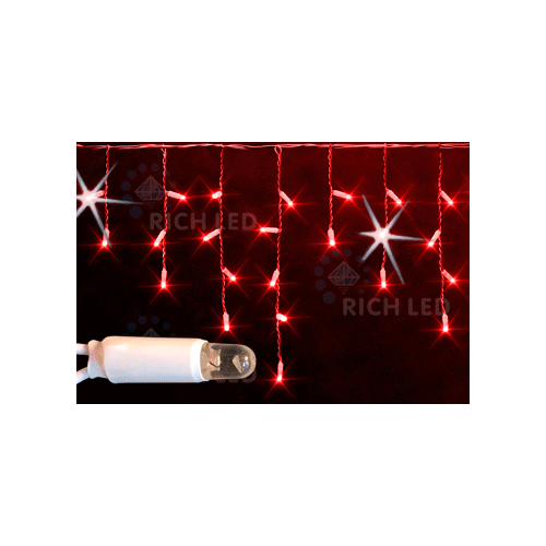 Rich LED RL-i3*0.5F-RW/R Уличная светодиодная Бахрома 3x0.5 м, красный, мерцание, провод резиновый белый