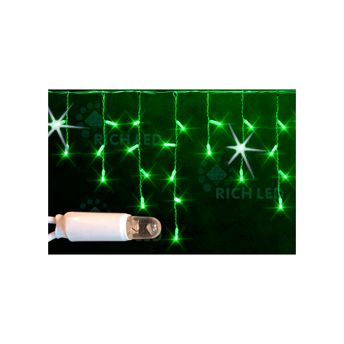 Rich LED RL-i3*0.5F-RW/G Уличная светодиодная Бахрома 3x0.5 м, зеленый, мерцание, провод резиновый белый