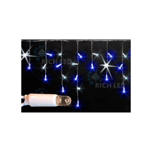 Rich LED RL-i3*0.9F-CW/BW Уличная светодиодная Бахрома 3x0.9 м, синий+белый, мерцание, провод белый