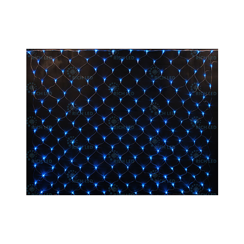 Rich LED RL-N2*3-T/BW Уличная светодиодная гирлянда Сетка 2x3 м, синий+белый, 8 режимов, провод прозрачный