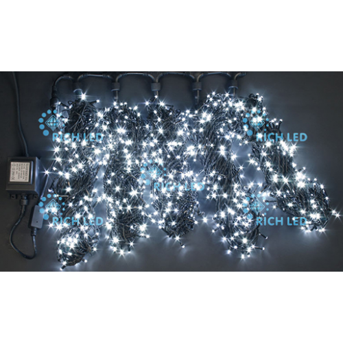Rich LED RL-S5*20-T/W Уличная светодиодная гирлянда Спайдер, 5 нитей по 20 м, белый, пост свечение, провод прозрачный