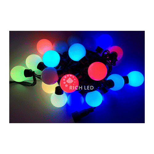 Rich LED RL-T5-20C-40B-B/RGB Уличная светодиодная гирлянда Шарики, 5 м, RGB, автосмена