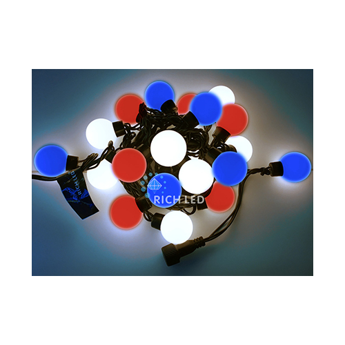 Rich LED RL-S5-20C-40B-B/WBR Уличная светодиодная гирлянда Шарики, 5 м, триколор, пост свечение