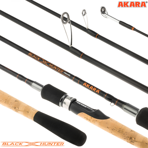 Спиннинг штекерный угольный 4 колена Akara Black Hunter Travel 734 ML (5-17)