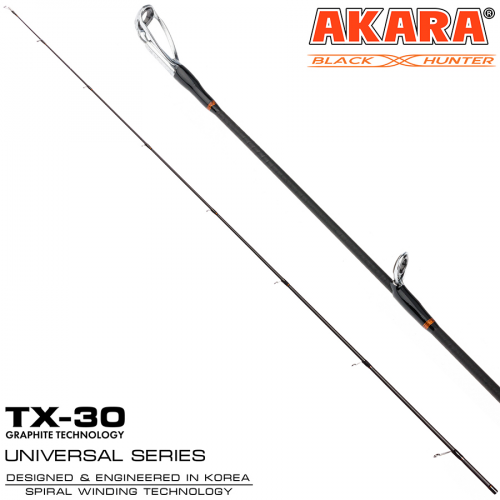 Хлыст угольный для спиннинга Akara Black Hunter ML762 (4-18) 2,28 м