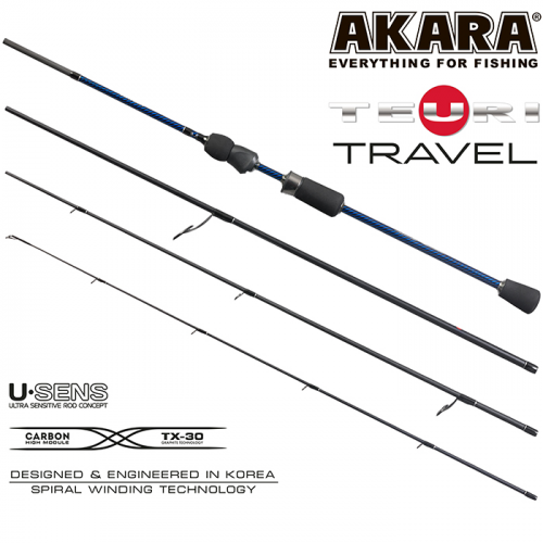 Спиннинг штекерный угольный 4 колена Akara Teuri Travel UL-ML