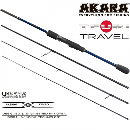 Спиннинг штекерный угольный 4 колена Akara Teuri Travel L-M