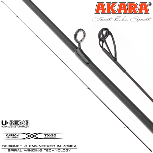 Хлыст угольный для спиннинга Akara Trout E.L Sport UL (0,5-4,5) 1,98 м