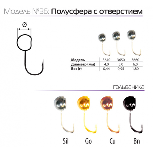 Мормышка W Spider Полусфера с отверстием (модель 36)