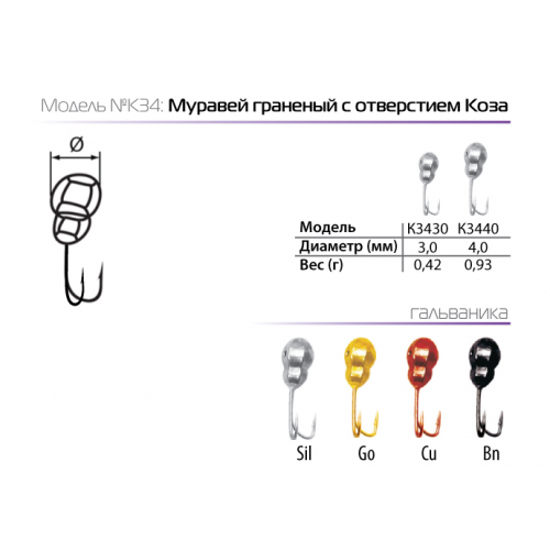 Мормышка W Spider Муравей с отверстием граненный коза (модель 34)