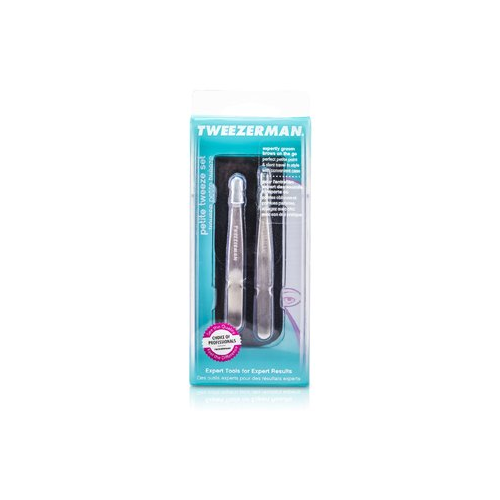 Tweezerman Petite Tweeze Набор: Скошенный Пинцет + Точечный Пинцет - (With Black Leather Case) 2pcs
