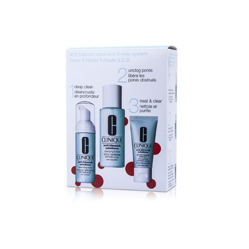 Clinique Anti-Blemish Solutions 3-Шаговая Система: Очищающая Пенка + Очищающий Лосьон + Очищающее Средство 3pcs