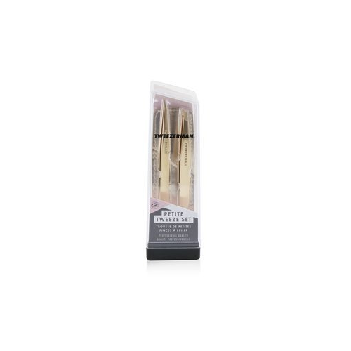 Tweezerman Petite Tweeze Набор: Скошенный Пинцет + Точечный Пинцет (с Кожаным Футляром) 2pcs