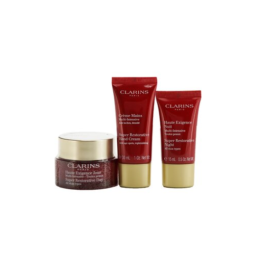 Clarins Super Restorative Набор: Дневной Крем 50мл/1.7унц + Ночной Крем 15мл/0.5унц + Крем для Рук 30мл/1унц + Сумка 3pcs+1bag