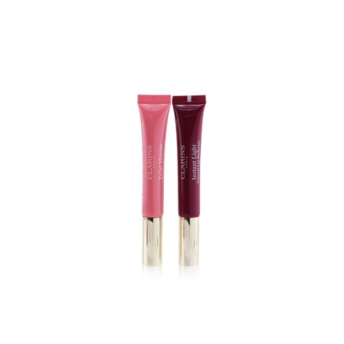 Clarins Instant Light Lip Perfector Набор для Губ - #01 Rose Shimmer + #08 Plum Shimmer 2x 12ml/0.35oz