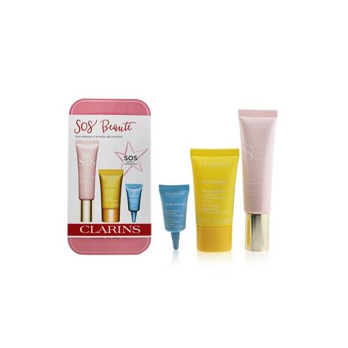 Clarins SOS Beaute Набор (1x Праймер 30мл + 1x Маска 15мл + 1x Бальзам для Губ 3мл) - 01 Rose 3pcs