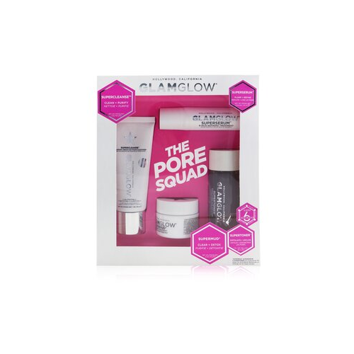 Glamglow The Pore Squad Набор: 1x Supercleanse Очищающий Пенящийся Крем - 30г/1унц + 1x Superserum 6-Acid Разглаживающее Средство - 10мл/0.34унц + 1x Supermud Очищающее Средство - 15г/0.5унц + 1x Supertoner Отшелушивающее Средство - 30мл/1унц 4pcs