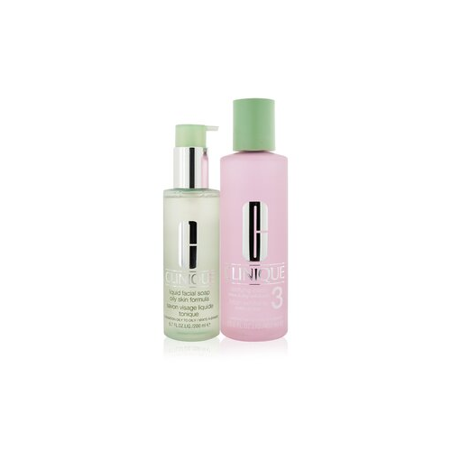 Clinique Cleansing + Exfoliation Набор: Очищающий Лосьон 3 400мл/13.5унц + Жидкое Мыло для Лица для Жирной Кожи 200мл/6.7унц 2pcs