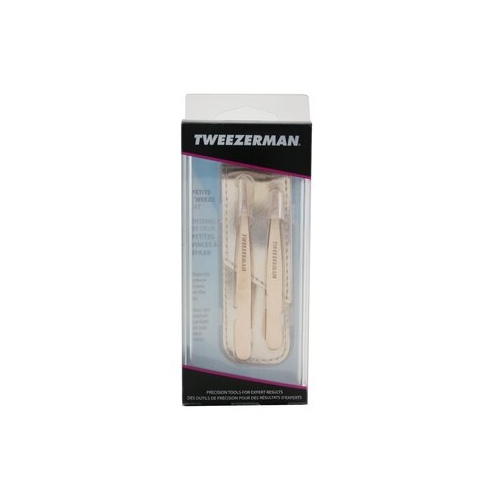 Tweezerman Rose Gold Petite Tweeze Набор (1x Скошенный Пинцет, 1x Заостренный Пинцет) 2pcs+bag