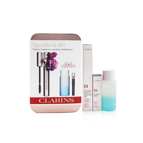 Clarins Wonder Perfect Тушь для Ресниц 4D Набор: Тушь для Ресниц 8мл + Средство для Мгновенного Снятия Макияжа с Глаз 30мл + Мини Карандаш для Глаз 3pcs