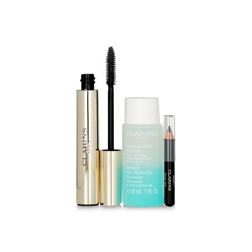 Clarins Mascara Supra Volume Набор: Тушь для Ресниц 8мл+ Средство для Мгновенного Снятия Макияжа с Глаз 30мл + Мини Карандаш для Глаз 3pcs