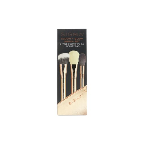 Sigma Beauty Bloom + Glow Набор Кистей (3x Rose Gold Кисти, 1x Сумка) 3pcs