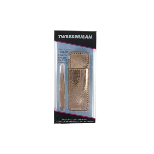 Tweezerman Мини Скошенный Пинцет с Футляром - Rose Gold -