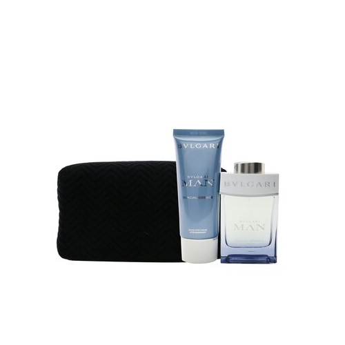 Bvlgari Man Glacial Essence Набор: Парфюмированная Вода Спрей 100мл/3.4унц + Бальзам после Бритья 100мл/3.4унц + Сумка (X'mas Edition) 2pcs+Pouch