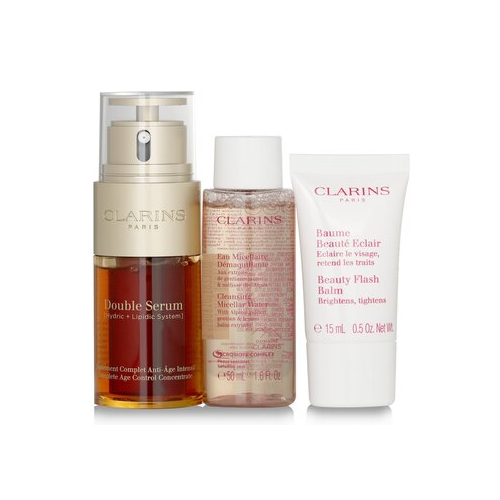 Clarins Youthful Radiance Набор: Double Serum 30мл + Мицеллярная Вода 50мл + Beauty Flash Бальзам 15мл 3pcs